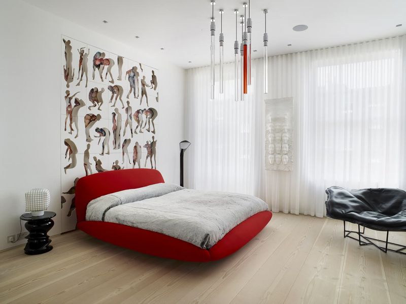 glebe place red bed in modern bedroom