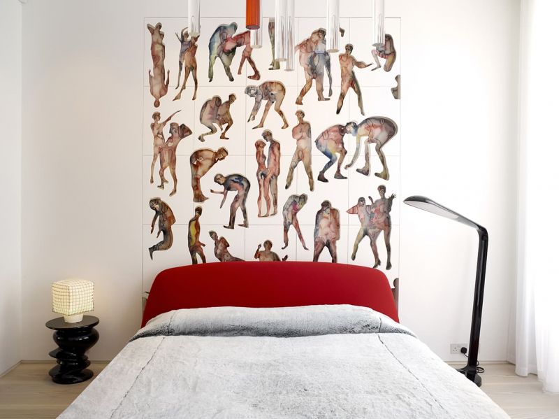 glebe place red bed in modern bedroom
