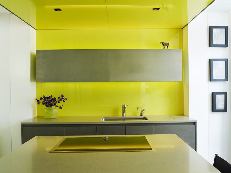 glebe place yellow modern kitchen